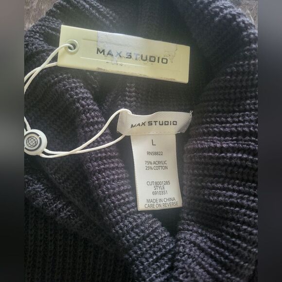 Max Studio L Black Sleeveless Turtleneck Knit Dress - Picture 4 of 5